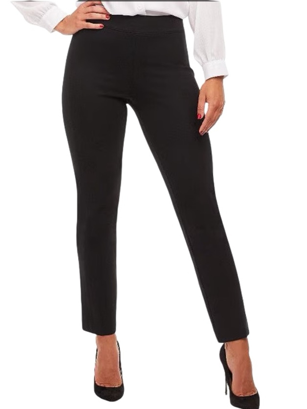 Spanx Perfect Fit Ponte Slim Straight Pants in Dark Black Womens L